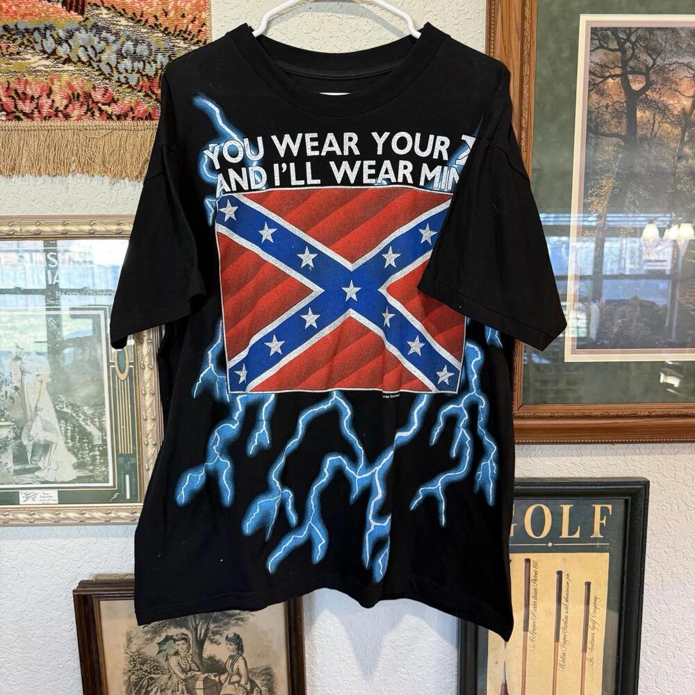 Vintage 90s RARE You Wear Your X And I’ll Wear Mine Black Thunder Shirt Size xL